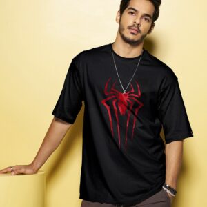 SPIDERMAN OVERSIZED GRAPHIC BLACK T-SHIRT